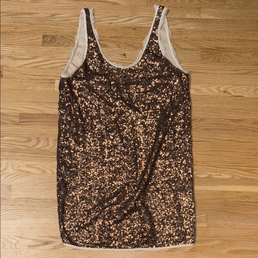 Wilfred Sequin Mini Dress in Copper Bronze